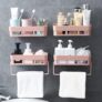 Plantex (Primax) Plastic Self Adhesive Bathroom Shelf/Bathroom Organizer Shelf/Wall Mount Bathroom Accessories – Pack of 4 (Pink)