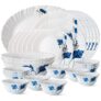 Larah by BOROSIL Fluted Series Ageria Opalware Dinner Set | 27 Piece for Family of 6 | Microwave & Dishwasher Safe | Bone-Ash Free | Crockery Set for Dining & Gifting | Plates & Bowls | White