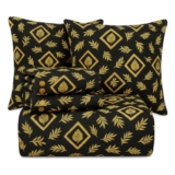 BSB HOME 220 TC 5 Piece Bedding Set with 1 Pc Bedsheet, 2 Pc Quilted Cushion with Zip, 2 Pc Pillow Covers – Heavy Glace Cotton Colour- Floral Black and Beige (90X 100 Inches)