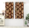 Homefab India Eyelet Polyester Floral Window Curtain – 5 ft, Coffee – 2 Piece