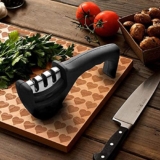 ZISTA Manual 3-Stage Knife Sharpener Tool – Advanced Kitchen Knife Sharpening System for Steel Knives – Professional Handheld Knife Sharpener for Restoring, Honing & Polishing Blades