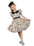 FOSTRIC Captivating Polka Dot Printed Baby Frock, Elegant Organza Cotton Puff Sleeve Kids Dress with Peter Pan Collar Celebrations & Style.