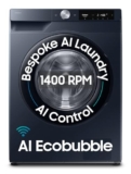 Samsung 12 kg, 5star, AI Control, AI Ecobubble, Super Speed, Wi-Fi, Hygiene Steam with Inbuilt Heater, Digital Inverter, Fully-Automatic Front Load Washing Machine (WW12DG6B24ASTL, Navy)