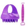 Lifelong Silicone Manual Scalp Massager Shampoo Brush With Body Scrubber For Washing Hair, Scalp Brush For Hair Growth & Dandruff Treatment|For All Hair Types Of Women(Purple, Llm666)