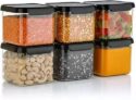 Xiran Unbreakable Containers For Kitchen Storage Set, Kitchen Containers Set, Kitchen Organizer Storage Set, Kitchen Accessories Items, Pantry Organization And Kitchen Storage (500Ml, Black, Set of 6)