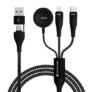 Sevenaire for Apple Watch Charger, 100W 3-in-2 USB C Cable, for Phone,Laptop, iWatch charger cable, Multi Charging Cable,Travel Essentials,Compatible for iWatch,iPhone, Samsung,& more [Jetblk]