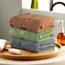 Urbane Home Pack of 3 Cotton Hand/Face Towels for Men & Women | Easily Washable | Workout Gym Napkins for Men | Pocket Towel – Grey-Green & Golden