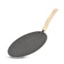 BERGNER Earth Black Non-Stick 26 cm Concave Roti Tawa, Wooden Finish Soft Touch Handle, 3mm Thickness, Even Heat Distribution, White Marble Splatter – Induction Bottom and Gas Ready