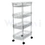 WROLAVI® Fruit and Vegetable Stand Basket Trolley Modern Onion Potato Kitchen Storage Steel Rack -Triple Tire Trolley Shelf | Silver Color | Rust Free | 1 Piece (4 Shelf)