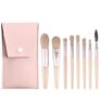 Gleva 8 Pcs Brush Set With Pouch, Makeup Brushes Premium Synthetic Kabuki Foundation, Concealers, Eye Shadows Professional Blush, Face Powder, Highlighter, Contour, Blending Eyeliner (Orange Peach)