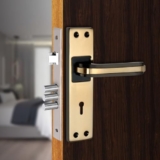 Milton Iron MHI-Liner Black.Gold 7 Inch Iron Mortise Lock Set with Lock Handle,Finish, Black Gold 175 mm x 40 mm Plate, 100mm Handle Length, Includes Keys and Screws