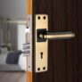 Milton Iron MHI-Liner Black.Gold 7 Inch Iron Mortise Lock Set with Lock Handle,Finish, Black Gold 175 mm x 40 mm Plate, 100mm Handle Length, Includes Keys and Screws