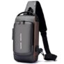 BRIGATTES Waterproof Polyester Slim Unisex Crossbody Sling Bag Chest Backpack Men’s Shoulder Bag, Leisure Travel Handbag, Hard Shell Anti-Theft Chest Bag for Men