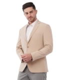 SaintX Men’s Premium 4-Way Comfy Stretch Sunscreen Blazer | Light Weight, Designed for Summers | Fully Lined | Comfort able Slim Fit | Wrinkle Resistant & Formal Signature Coat (JK11_Fawn_48)