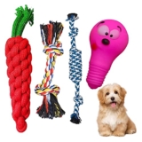 emily pets Dog Toys Set Dog Rubber Chew Toys, Rope Toys, Squeaky Toys All-in-One Set Dog Toys for Small to Medium Dogs (Pack of 4, Color May Vary)