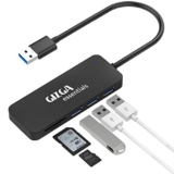 GIZGA Essentials High Performance USB Hub with Card Reader, 5 in 1 USB Hub, Fast Data Transfer, 3 USB 2.0, Micro SD, TF Data Transfer Upto 480Mbps for Laptops, Smartphone, MacBook, Chromebook, Black