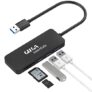 GIZGA Essentials High Performance USB Hub with Card Reader, 5 in 1 USB Hub, Fast Data Transfer, 3 USB 2.0, Micro SD, TF Data Transfer Upto 480Mbps for Laptops, Smartphone, MacBook, Chromebook, Black