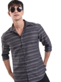 KETCH Mens Full Sleeves Slim Fit Shirt (KHSH001348_Grey_S)