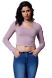 HIGH STAR Women’s Regular fit Tops (HSWTOW23062_LL_Lavender XL)