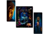 SAF paintings Set of 3 Buddha UV Textured Home Decorative Gift Item Painting, 18 Inch X 12 Inch – SANFJM31046, Figures, Religious