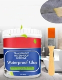 TEKCOOL Crack Seal Glue 300gm with Brush Transparent Waterproof Resin Epoxy for Roof Leakage Crack Seal Agent Roof Water Leakage Solution Water Proof Glue for Waterproofing (300 GM / 1 PACK)