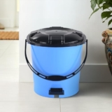 Kuber Industries 7 Ltr Plastic Dustbin for Home with Pedal Lid & Handle | Dustbin for Kitchen Bathroom & Office | Garbage Bin for Wet or Dry Waste | Check Dhakkan- Blue & Black