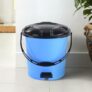 Kuber Industries 7 Ltr Plastic Dustbin for Home with Pedal Lid & Handle | Dustbin for Kitchen Bathroom & Office | Garbage Bin for Wet or Dry Waste | Check Dhakkan- Blue & Black