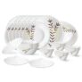 Larah by Borosil Oak Fluted Series Opalware Dinner Set | 31 Pieces for Family of 6 | Microwave & Dishwasher Safe | Bone-Ash Free | Crockery Set for Dining & Gifting | Plates & Bowls | White