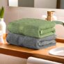 Urbane Home Pack of 2 Cotton Hand/Face Towels for Men & Women | Easily Washable | Workout Gym Napkins for Men | Pocket Towel – Grey & Green