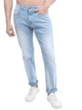 Highlander Men Blue Tapered Fit Low Distress Heavy Fade Stretchable Jeans