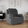 Amazon Brand – Solimo Perfect Loung Velvet Fabric | Single Seater Sofa Recliner | Manual Recliner (Velvet Fabric_Grey)