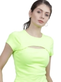 Tokyo Talkies Womens Round Neck Short Sleeve Crop Top