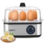Milton 2-in-1 Egg Boiler & Poacher | Boils 8 Eggs, Poaches 4 Eggs | 3 Egg Boiling Types Hard, Soft, Medium | Steam Vegetables | Auto Cut Off | Stainless Steel Body with Transparent Lid | 500W