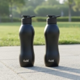 Clazkit Platina Stainless Steel Black Matte Finish Water Bottle Set of 2 |ISI Certified | Leakproof, Rust-Free, BPA-Free, Durable for Fridge, Sports, Gym, Yoga & Office–Easy to Clean & Reusable-1000ml