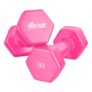 FitBox Sports Premium 2kg (1kg x 2) Vinyl Coated Cast Iron Dumbbells for Exercise & Fitness | Strength Training for Home Gym – Panther Pink