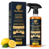 FLORUN Kitchen Cleaner & Degreaser Spray 500ml | Powerful Grease Remover for Kitchen Chimney, Gas Stove, Tiles, Sink & Countertop | Multi Surface Cleaner | Non Toxic Formula | (LEMON)