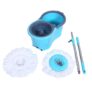 Spin Mop Bucket Set with Adjustable Stainless Steel Handle and 2 Microfiber Refills – Plastic Wringer Basket with Wheels, 360 Degree Rotating Head Floor Cleaning System for Home and Kitchen (Blue)