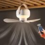 FORA RETAIL Portable Ceiling Fan with LED Light and Remote Control, Rechargeable Hanging Fan with Strap and Desktop Tripod Stand, Type-C Charging Compact Fan Light for Indoor and Outdoor Use