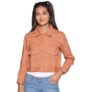 Campus Sutra Women’s Orange Regular Fit Denim Jacket For Winter Wear | Collared Neck | Full Sleeve | Buttoned | Casual Jacket For Woman & Girl | Western Stylish Jacket For Women