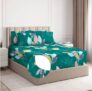 BSB HOME Premium Cotton Elastic Fitted Bedsheets with 2 King Size Pillow Covers | Double Bed with All Around Elastic 180 TC Supersoft | Size – 72 King Sizex78+10 in | Dark Green & White