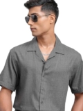 Locomotive Men’s Relaxed Fit Shirts | Solid | Half Sleeves | Cuban Collar | Casual Shirts | Men Shirts