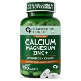 Carbamide Forte Veg Calcium And Vitamin D3 Tablets | Calcium Tablets for Women & Men | Magnesium Zinc Supplement With Vitamin D3 + K2 MK7 To Support Bones health, Joints & Immunity – 120 Tablets