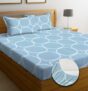 NEW LEAF Premium Cotton Elastic Fitted Bedsheets with 2 King Size Pillow Covers Double Bed with All Around Elastic Supersoft Size – 72 King Sizex78+10 inches Grey White Oval Pattren 200 tc – 220 tc