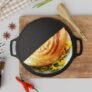 Ortex Cast Iron Dosa Tawa 12 Inch Pre Seasoned with Double Handle – Iron Tawa for Roti and Dosa Big Size | Flat Tawa for Chapati, Paratha | Gas & Induction Friendly (30 cm, Black)