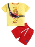 Little Ninja Pure Cotton Knee Length Half Sleeve With Pocket Spider Man Printed Tee & Shorts Set – Yellow 18-24M