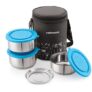 CELLO MF Thermostyle Stainless Steel 2 Big Container (375ml X2) with Jacket| Leakproof Lunch Boxes | Easy to Clean | Ideal for College, Office | 3 Unit, Blue