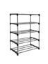 SAVANIZON Shoe Rack for Home Multi Tier Plastic Shelf Organizer with Metal Frame – Space Saving Footwear Stand with Open Slat Design for Entryway Bedroom Closet Storage (5_Tier Shoe Rack)