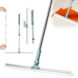 Solitude 50-Inch Rotating Floor Squeegee, Heavy Duty Bathroom Silicone Wiper with 180-Degree Swivel Head, Stainless Steel Extendable Handle, Easy Floor Cleaning Tool