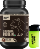 BeastLife Performance Protein Powder with Shaker- 25g Protein, 5.64g BCAA- Yeast Protein Yeast Protein(1 kg, 500 ml, Cold Coffee)