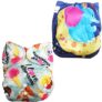 Babymoon (Set of 2) Reusable Cloth Diaper, Premium Adjustable Size Waterproof Washable Pocket Cloth Diaper Nappie (Frenchfries & Moon Elephant)